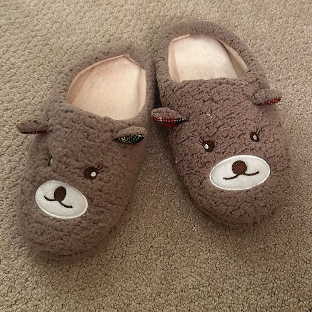 Winter Cotton Slippers Winter Indoor Women Plush Slippers Cute Animal Bear